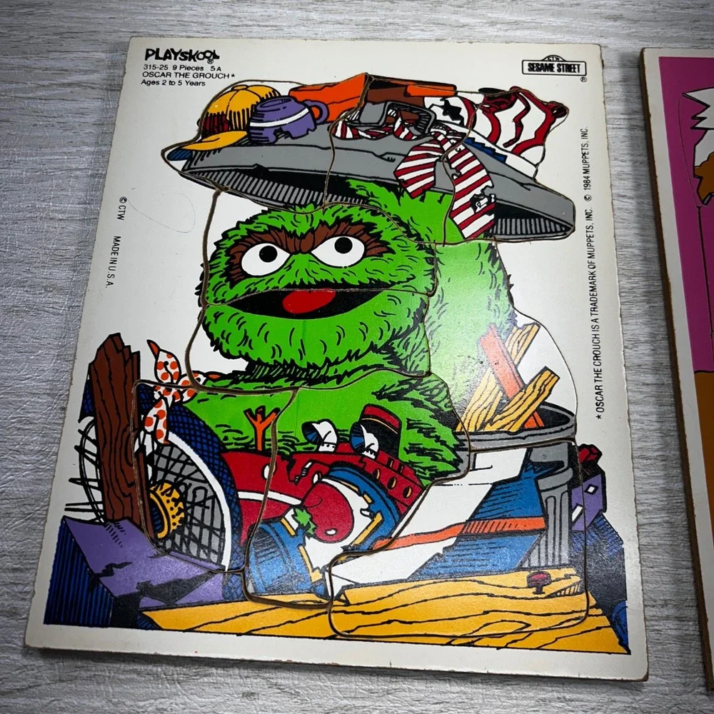 Playskool Sesame Street Oscar the Grouch Mud Pies‎ Puzzle Set 1984 Vintage